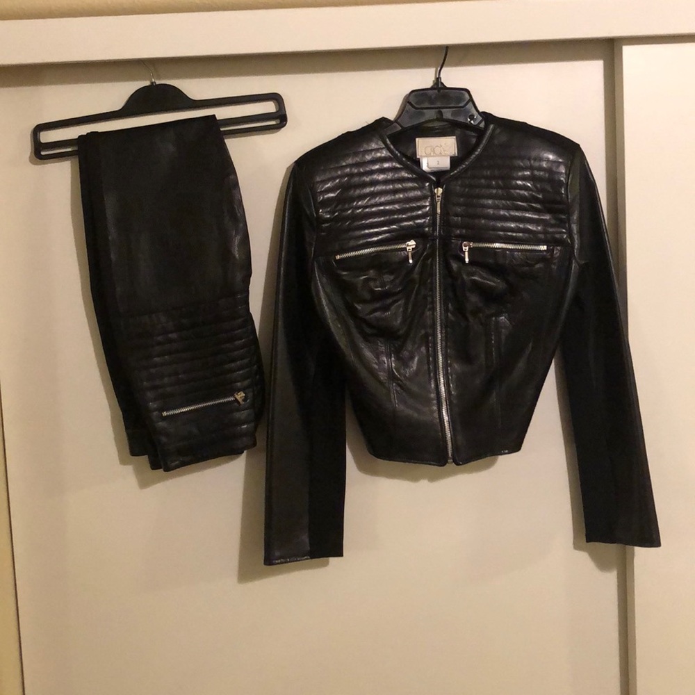 Cache leather jacket and pants